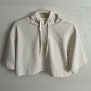 ALO cropped French terry ivory cream oversized hoodie